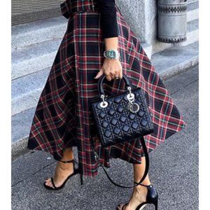 Zara Tartan Plaid Belted Midi Skirt Blogger Favori